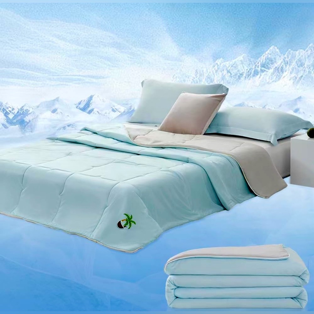 Cooling Blanket for Hot Sleepers Double Sided Lightweight, Blue/Gray Full Size